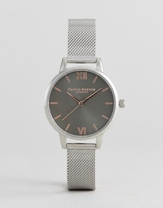 Серебристые часы с сетчатым браслетом Olivia Burton OB16MD80 - Серебряный