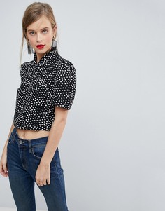 Укороченная блузка в стиле 40-х с принтом в горошек ASOS - Мульти