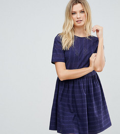 Свободное платье мини с вышивкой ришелье ASOS TALL - Темно-синий