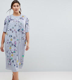 Платье-футболка миди ASOS CURVE - Мульти