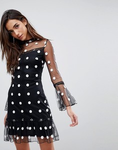 Сетчатое платье в горошек Parisian - Черный