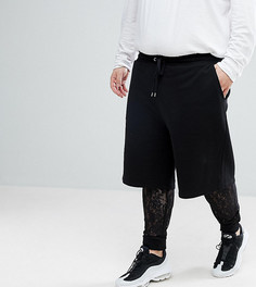 Оверсайз-шорты с кружевными меггинсами внутри ASOS PLUS - Черный