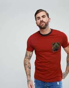 Футболка с велюровым карманом ASOS - Красный