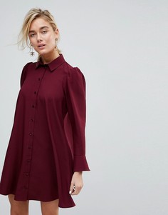Платье-рубашка мини с длинными рукавами ASOS - Красный