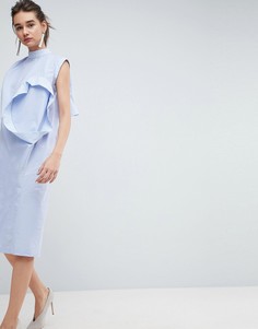 Платье с отделкой в виде нескольких рукавов ASOS WHITE - Синий