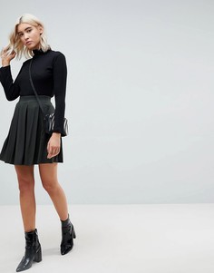 Расклешенная мини-юбка со складками ASOS - Зеленый