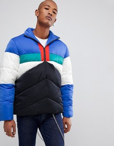 Дутая куртка в стиле колор блок ASOS - Мульти