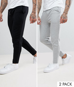 2 пары суперузких джоггеров (черные, серые) ASOS - СКИДКА - Мульти