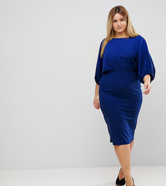 Платье-футляр миди с рукавами летучая мышь ASOS CURVE - Синий