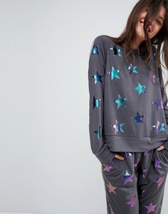 Свитшот с голографическим принтом звезд ASOS LOUNGE - Серый