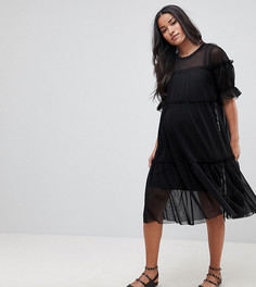 Свободное ярусное платье миди ASOS MATERNITY - Черный