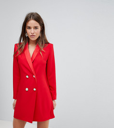 Платье-смокинг мини с пуговицами из искусственного жемчуга ASOS PETITE ULTIMATE - Красный