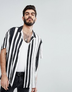 Вискозная оверсайз-рубашка в полоску с отложным воротником ASOS - Белый