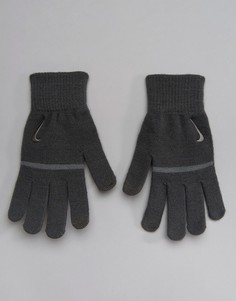 Серые трикотажные перчатки в полоску с противоскользящими вставками Nike Training Tech WG.J0-099D - Серый