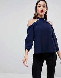 Топ-халтер с драпировкой сзади ASOS - Темно-синий