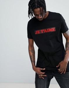 Длинная футболка с принтом Je Taime ASOS - Черный