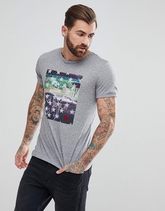 Серая футболка с принтом BOSS Casual - Серый