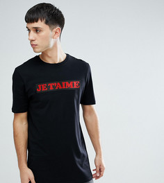 Длинная футболка с принтом Je Taime ASOS TALL - Черный