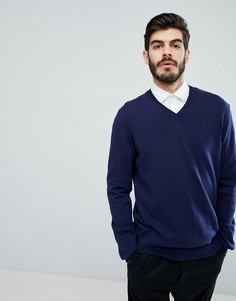 Темно-синий джемпер с V-образным вырезом ASOS - Темно-синий