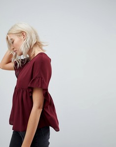 Свободный топ с оборками на рукавах ASOS - Фиолетовый