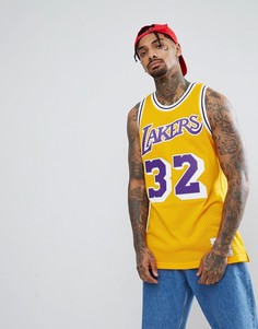 Желтая майка с логотипом Lakers и надписью Johnson Mitchell &amp; Ness - Желтый