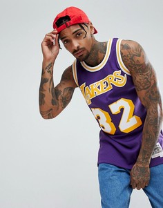 Фиолетовая майка с логотипом Lakers и надписью Johnson Mitchell &amp; Ness - Фиолетовый