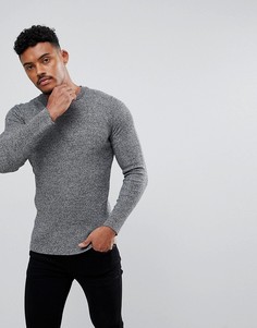 Черно-белый обтягивающий джемпер в рубчик ASOS - Серый