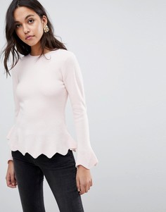 Вязаный джемпер с баской Ted Baker Bobbe - Розовый