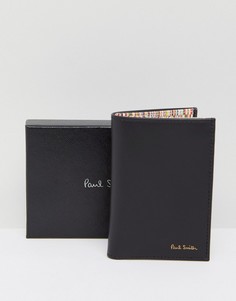 Черная кожаная кредитница с подкладкой в полоску Paul Smith - Черный