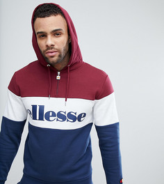 Худи колор блок с молнией 1/4 и крупным логотипом Ellesse - Красный