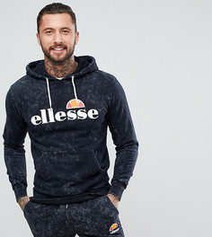 Черный оверсайз-худи с эффектом кислотной стирки Ellesse - Черный