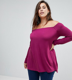 Свободный топ с открытыми плечами ASOS CURVE - Розовый