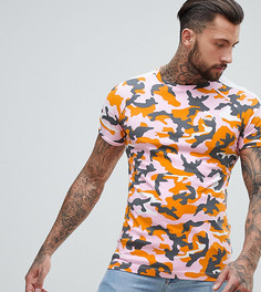 Розовая обтягивающая футболка с камуфляжным принтом Puma эксклюзивно для ASOS - Розовый