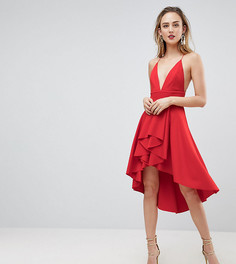 Короткое приталенное платье на бретелях ASOS TALL - Красный