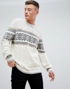Джемпер крупной вязки с традиционным узором Фэйр-Айл River Island - Кремовый