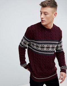 Бордовый джемпер с традиционным узором Фэйр-Айл River Island - Красный