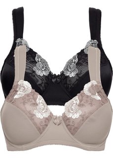 Бюстгальтер-минимайзер (2 шт.), чашка D (черный+серо-коричневый) Bonprix