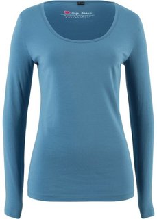 Футболка стретч с длинным рукавом (синий джинсовый) Bonprix