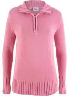 Пуловер на молнии (малиново-розовый) Bonprix