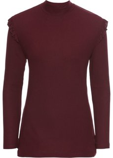 Футболка с воланами (кленово-красный) Bonprix