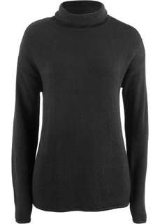 Пуловер с высоким воротником (черный) Bonprix