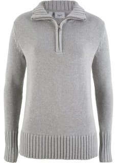 Пуловер на молнии (светло-серый меланж) Bonprix