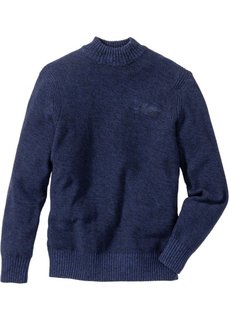 Пуловер Regular Fit с воротником-стойкой (меланж полуночной сини) Bonprix