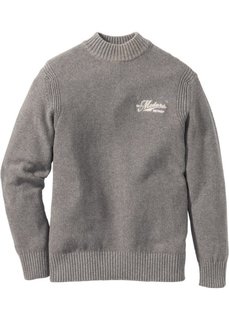 Пуловер Regular Fit с воротником-стойкой (серый меланж) Bonprix