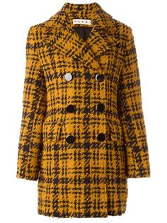 двубортное пальто в ломанную клетку Marni