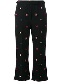 укороченные брюки с вышивкой Alexander McQueen