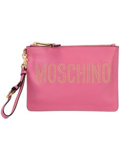 клатч с логотипом и заклепками Moschino