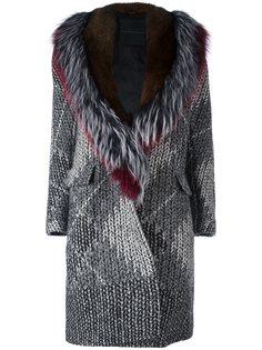 трикотажное пальто с отделкой на воротнике Ermanno Scervino