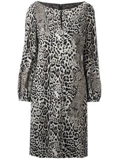 платье с длинными рукавами и леопардовым узором Roberto Cavalli