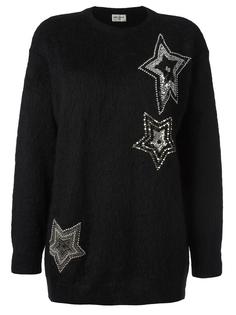вязаный декорированный свитер  Saint Laurent
